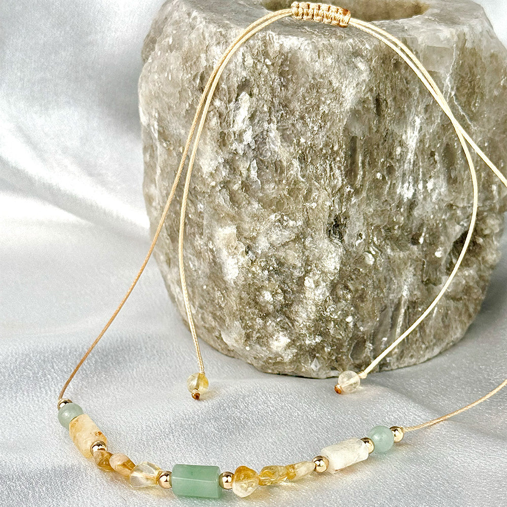 Necklace made of natural Citrine and Aventurine beads