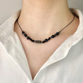 Necklace made of natural Black Tourmaline and Black Labradorite beads