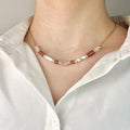 Necklace made of natural Howlite, Quartz, Rose Quartz, and Strawberry Quartz beads