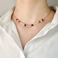 Necklace made of natural Carnelian and Rose Quartz beads