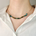Necklace made of natural Rhodonite, Unakite, and Turquoise beads