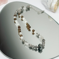 Selenite Smoky Quartz Grey Jasper Necklace on Chain