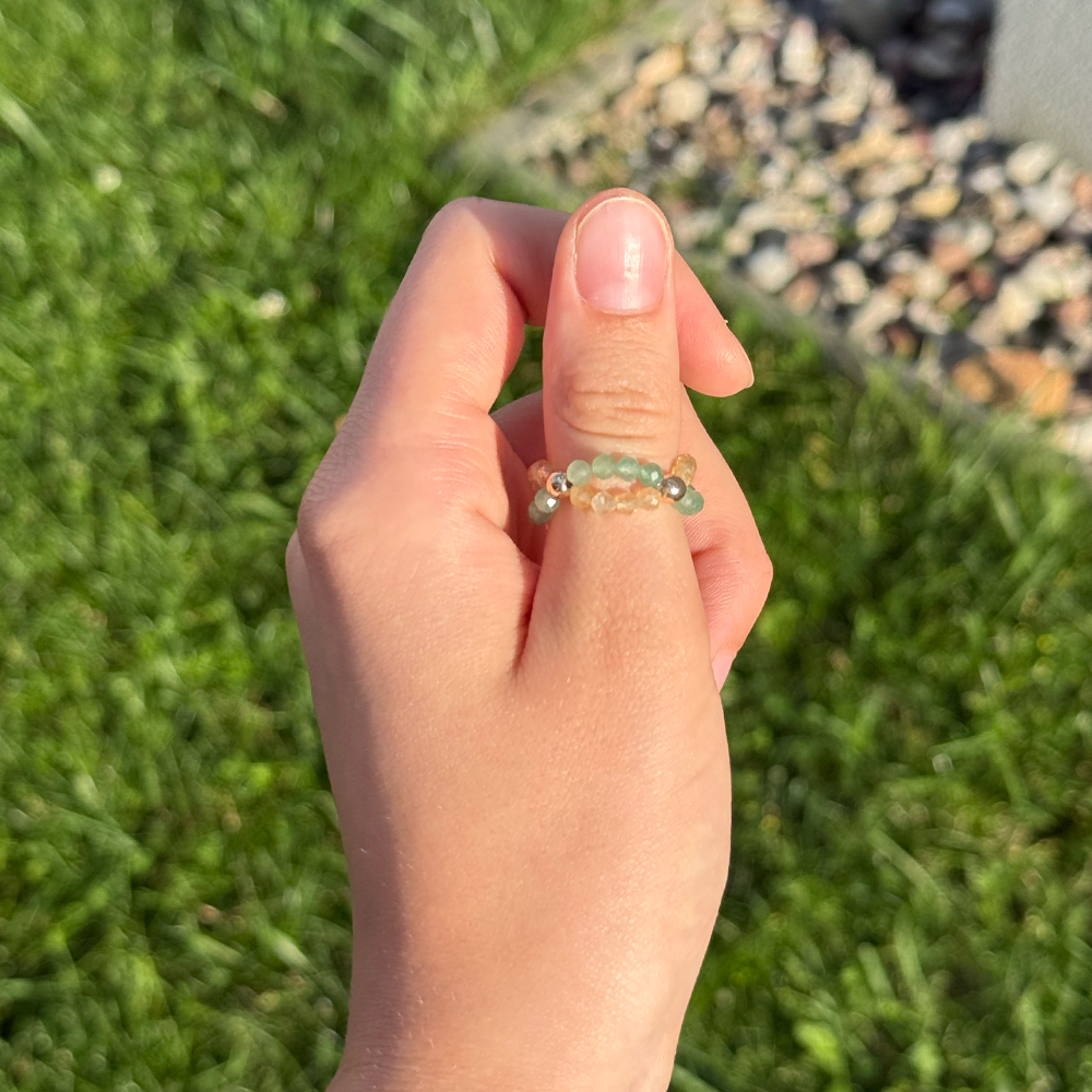 Double Citrine Aventurine Ring