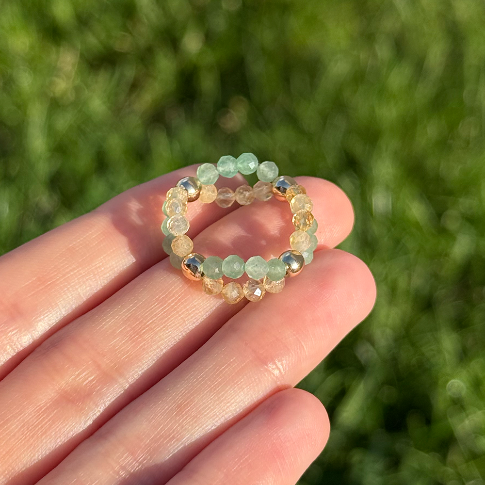 Double Citrine Aventurine Ring
