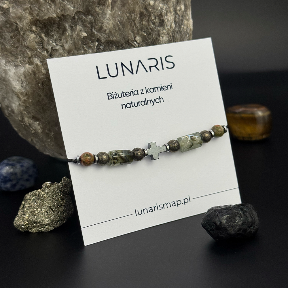 Men’s Pyrite Prehnite Unakite Bracelet