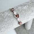 Rhodonite & Rose Quartz Bracelet on a Cord for Women