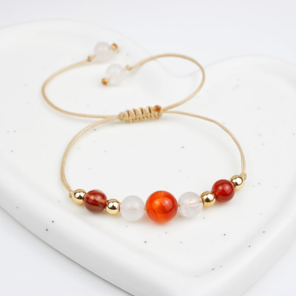 Bracelet made of Rose Quartz and Carnelian stones