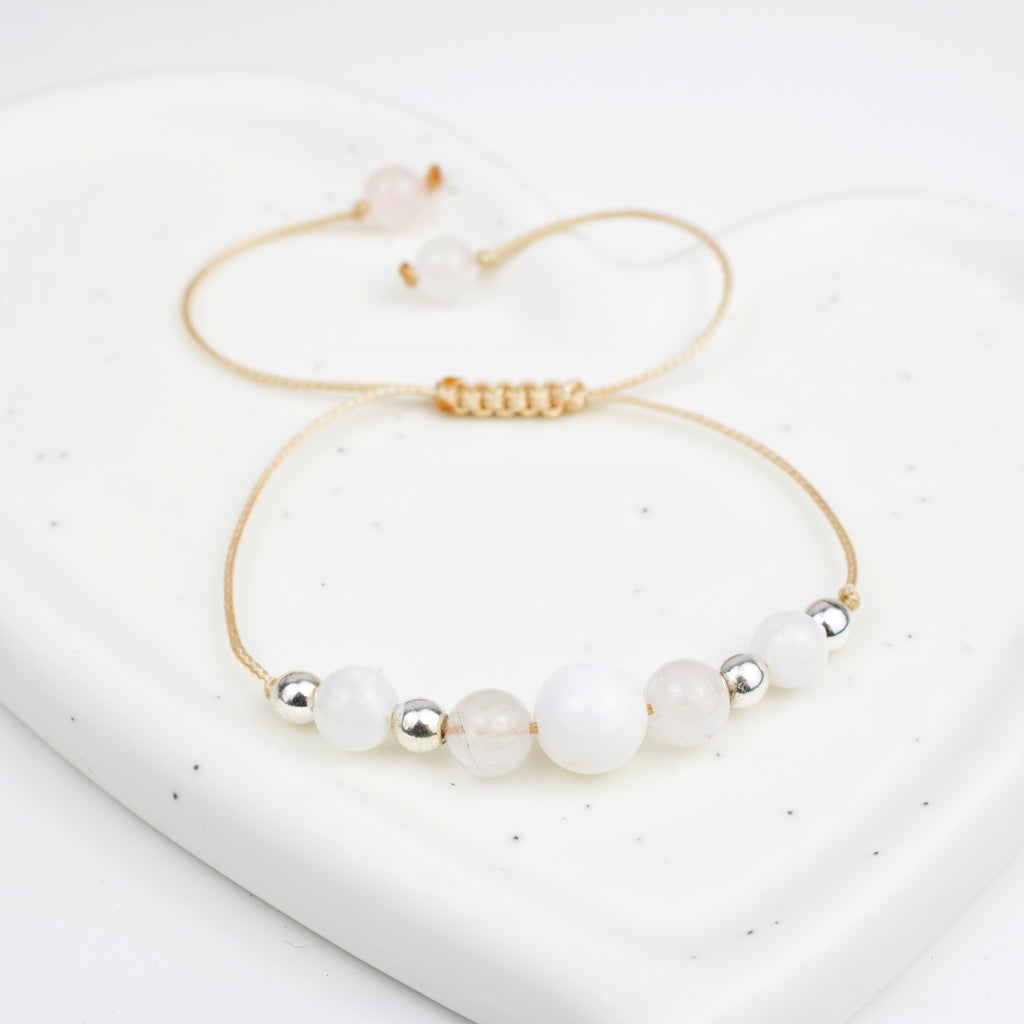 Bracelet made of Rose Quartz and Moonstone stones