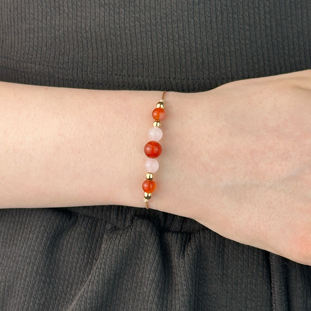 Bracelet made of Rose Quartz and Carnelian stones