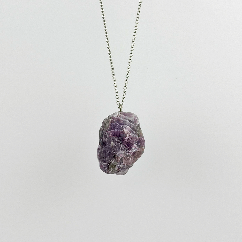Raw Amethyst stone on a chain