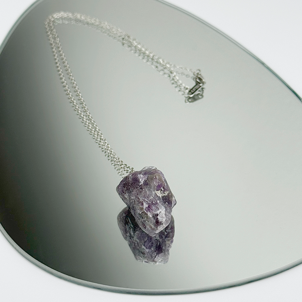 Raw Amethyst stone on a chain