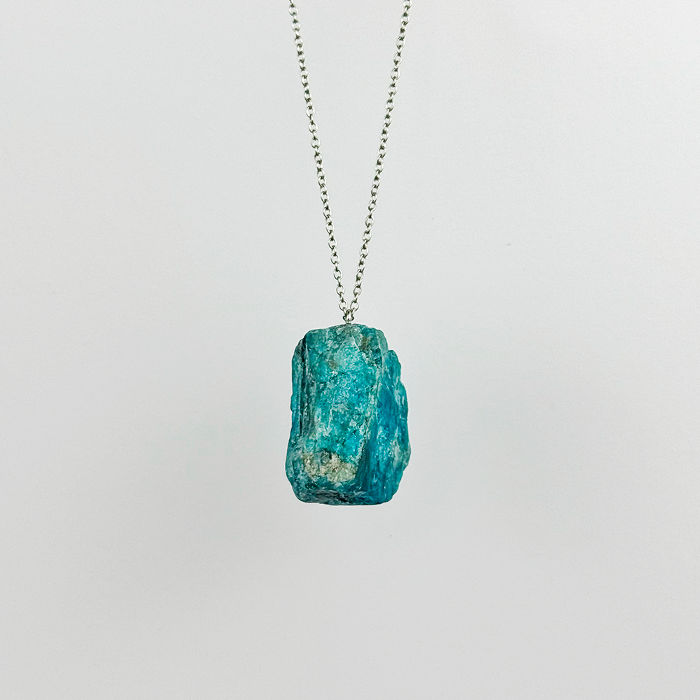 Raw Apatite stone on a chain