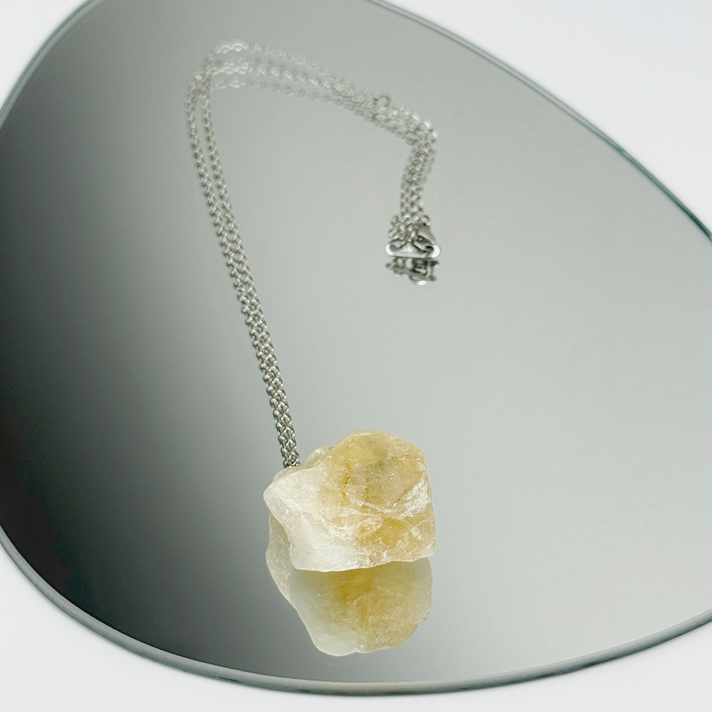 Raw Citrine stone on a chain