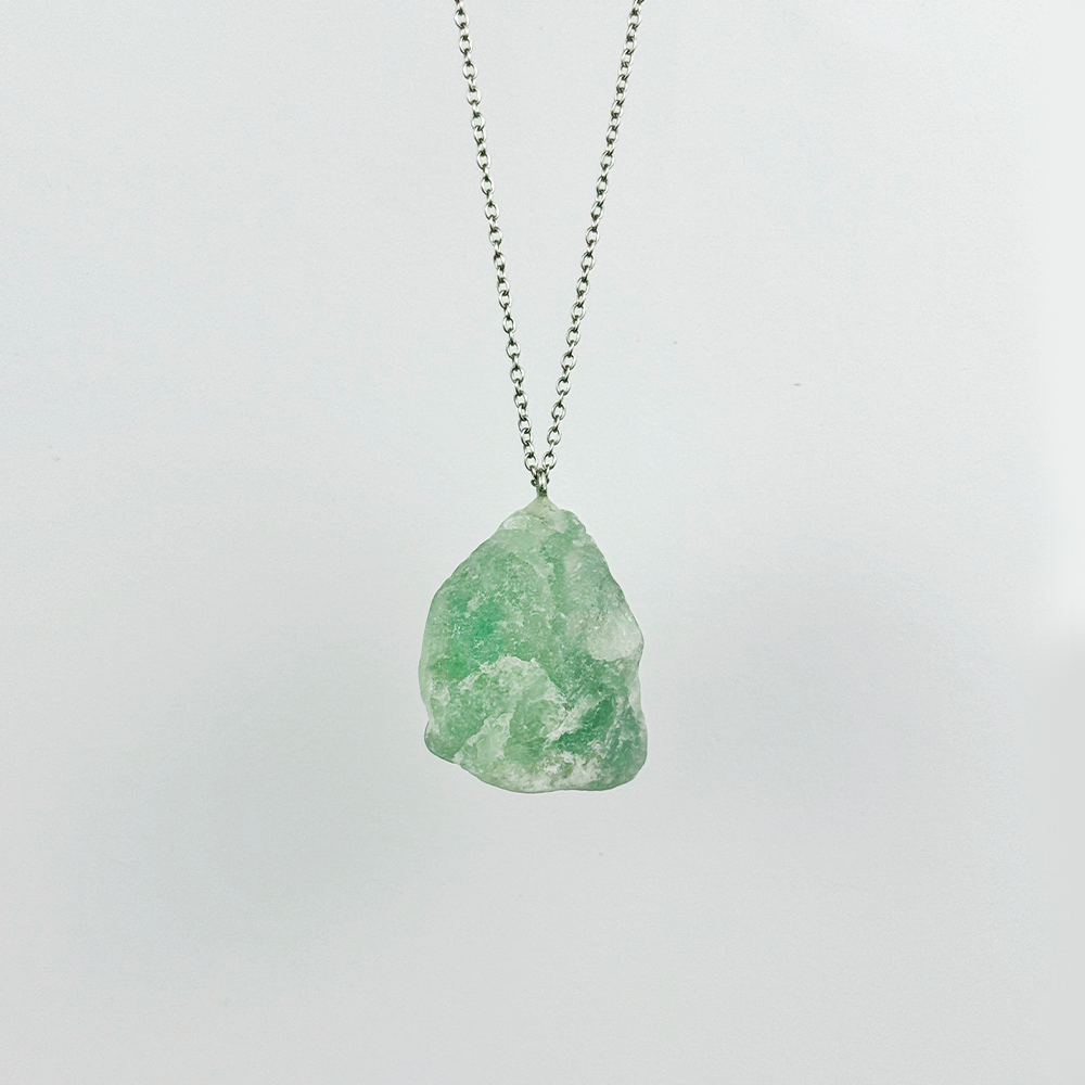 Raw Fluorite stone on a chain