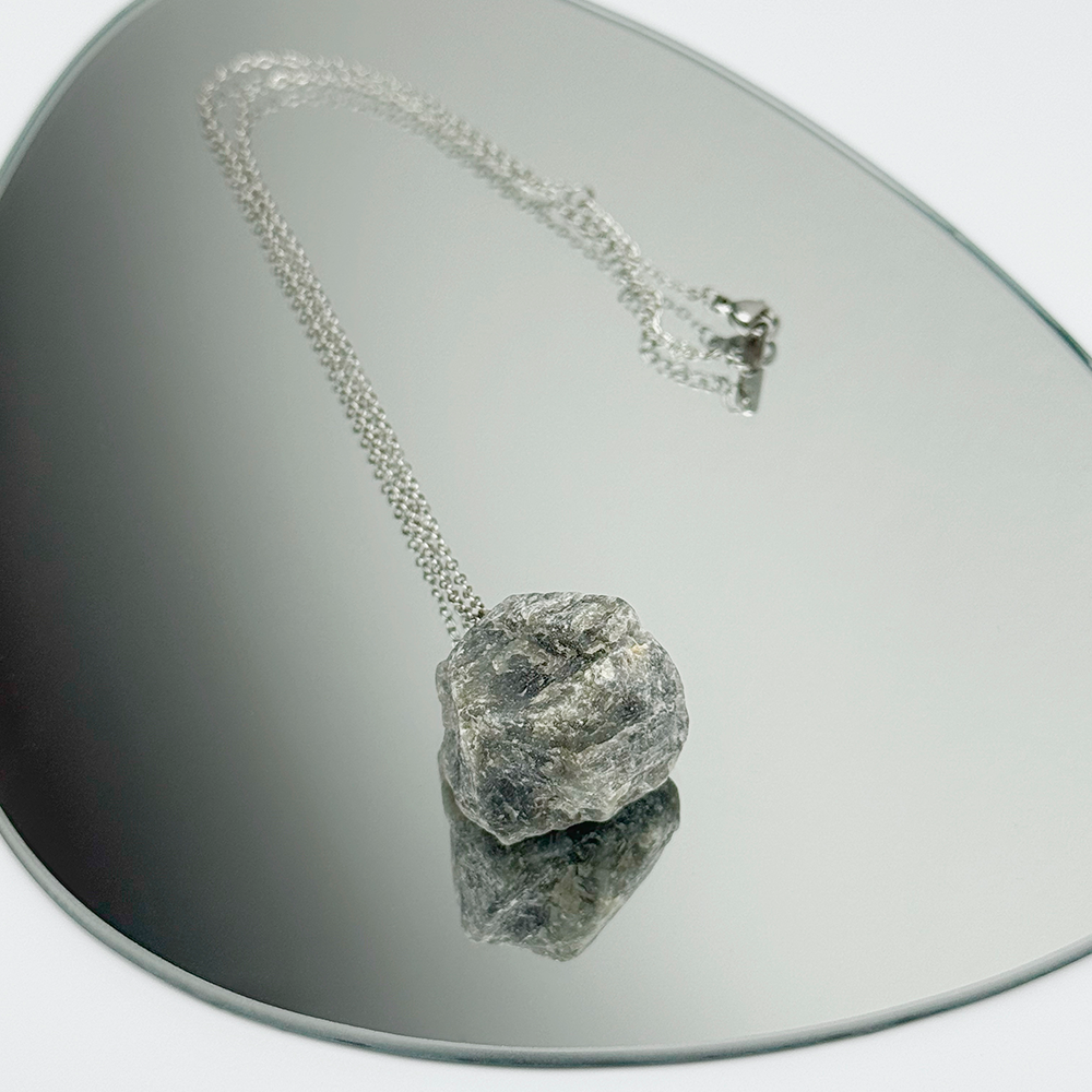 Raw Labradorite stone on a chain