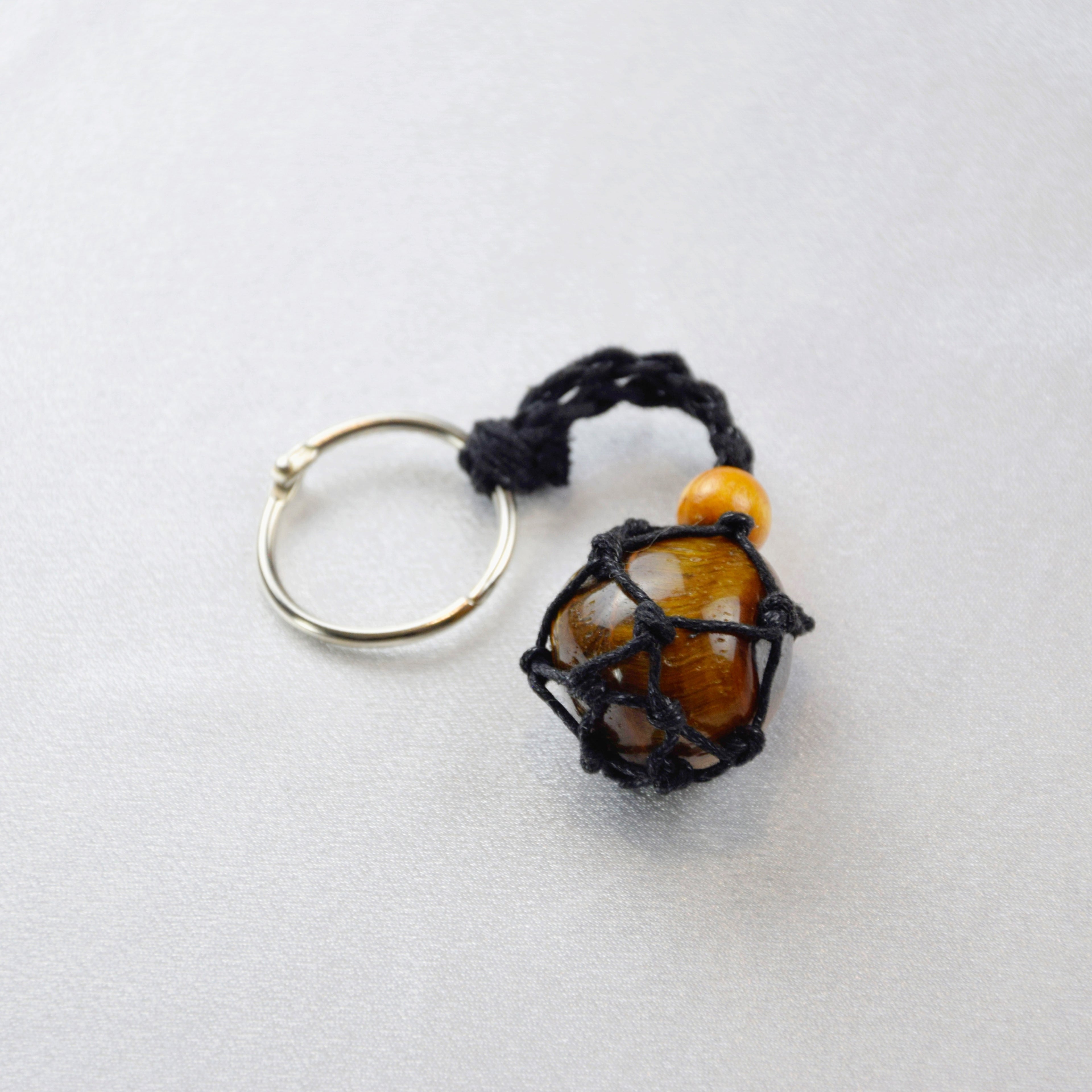 Keychain with a natural Tiger’s Eye stone on a cord