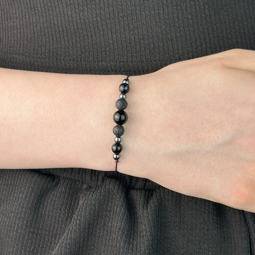 Bracelet made of Lava Stone and Tourmaline stones