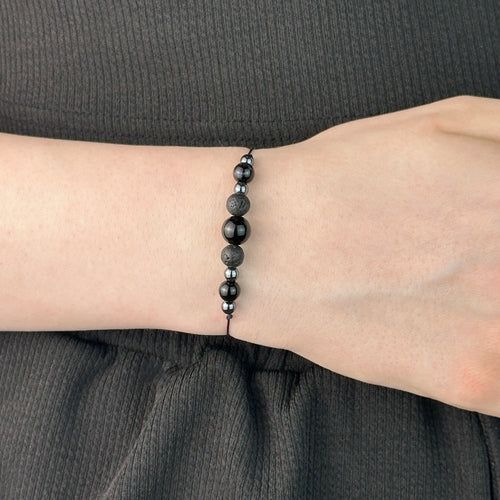 Bracelet made of Lava Stone and Tourmaline stones
