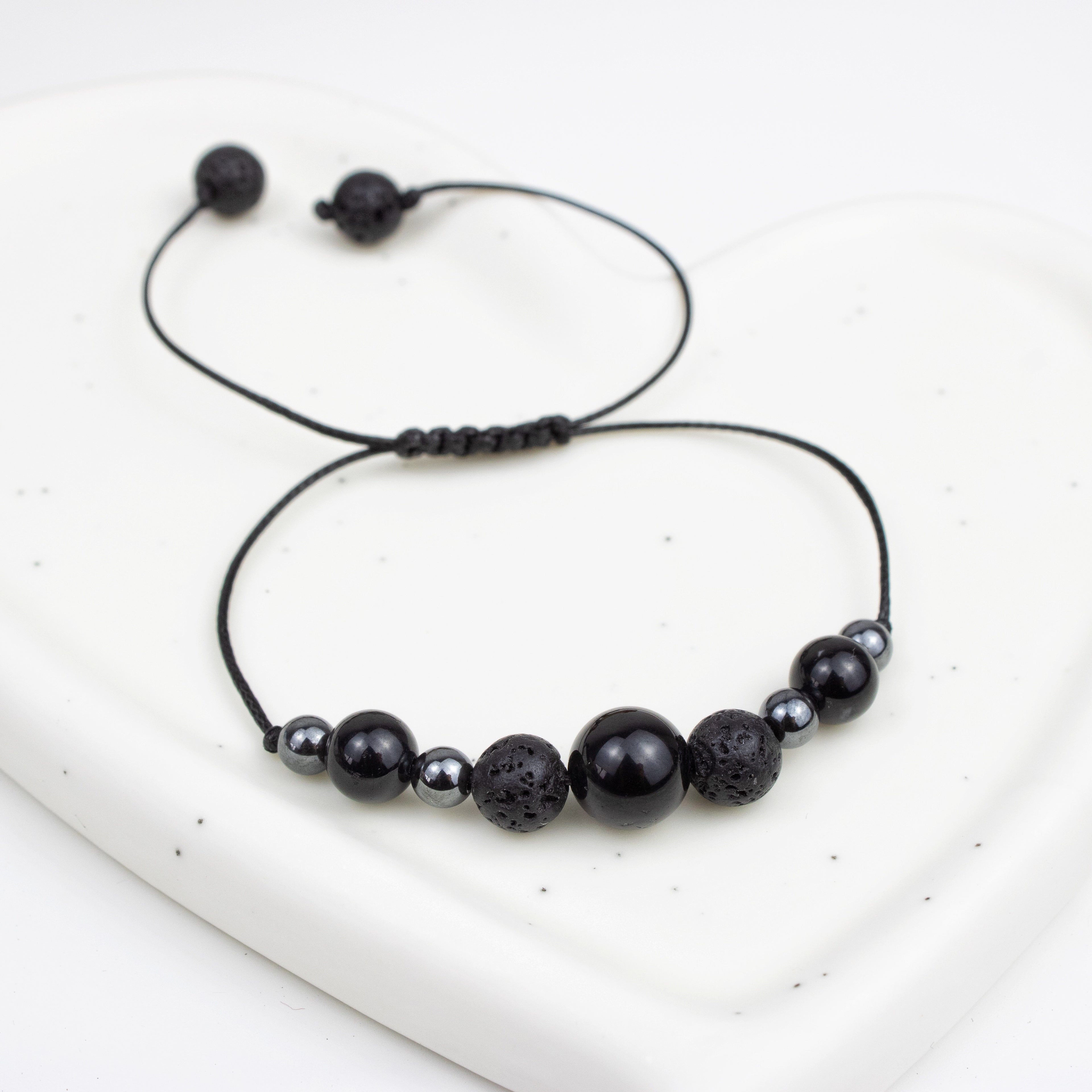 Bracelet made of Lava Stone and Tourmaline stones