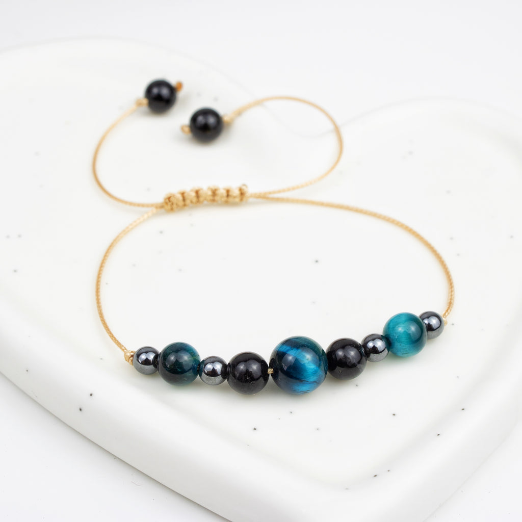 Bracelet made of Tourmaline and Tiger’s Eye stones