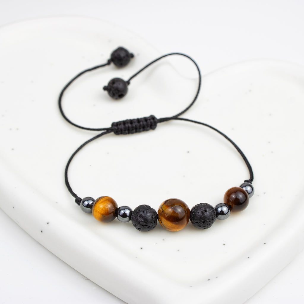Bracelet made of Lava Stone and Tiger’s Eye stones