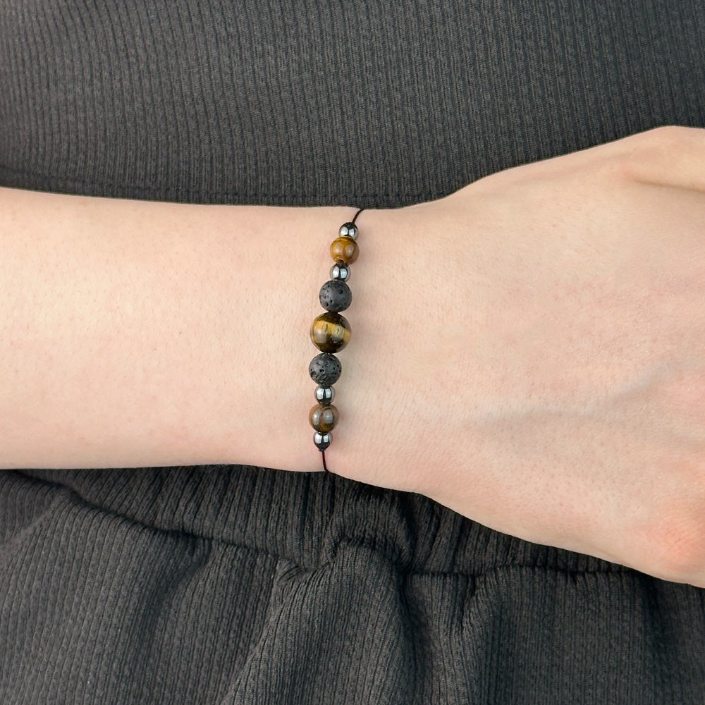Bracelet made of Lava Stone and Tiger’s Eye stones