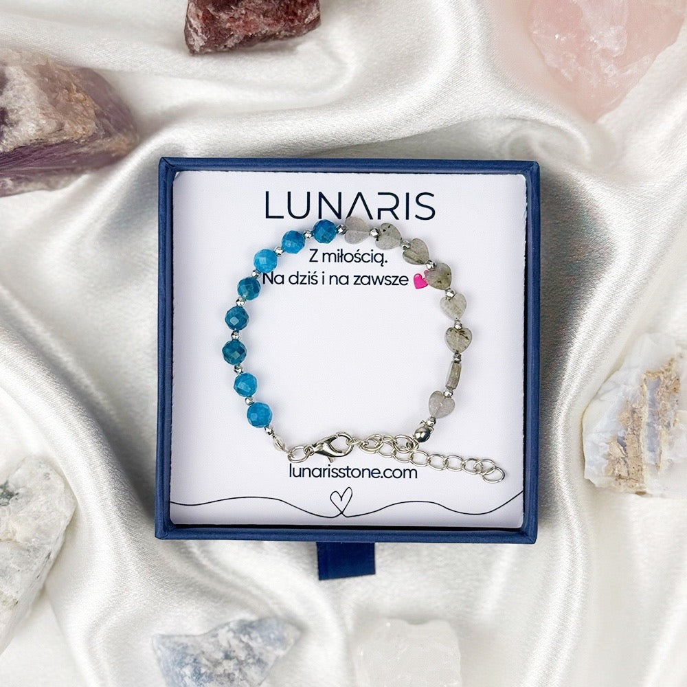 Apatite and Labradorite bracelet on a chain