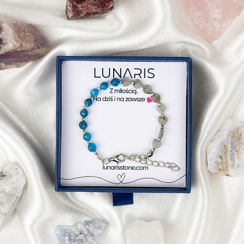 Apatite and Labradorite bracelet on a chain