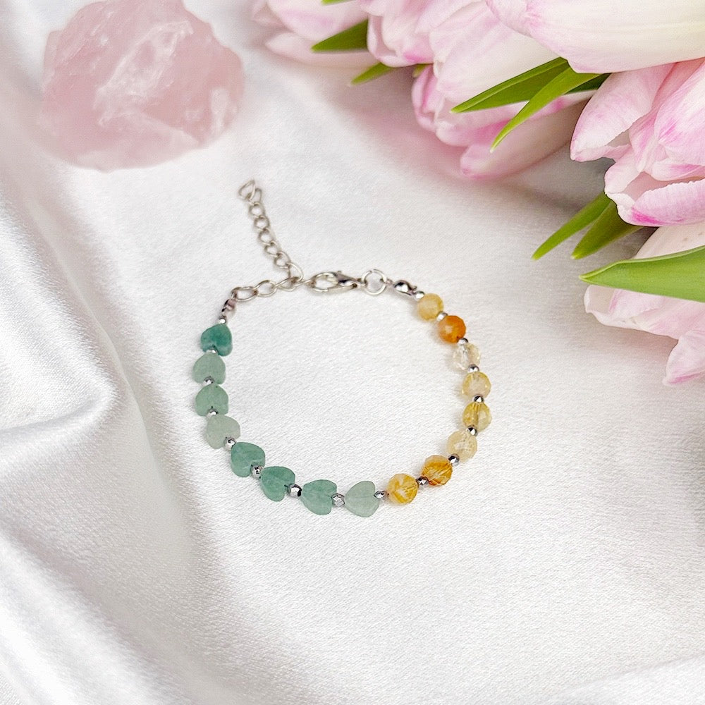 Citrine and Aventurine bracelet on a chain
