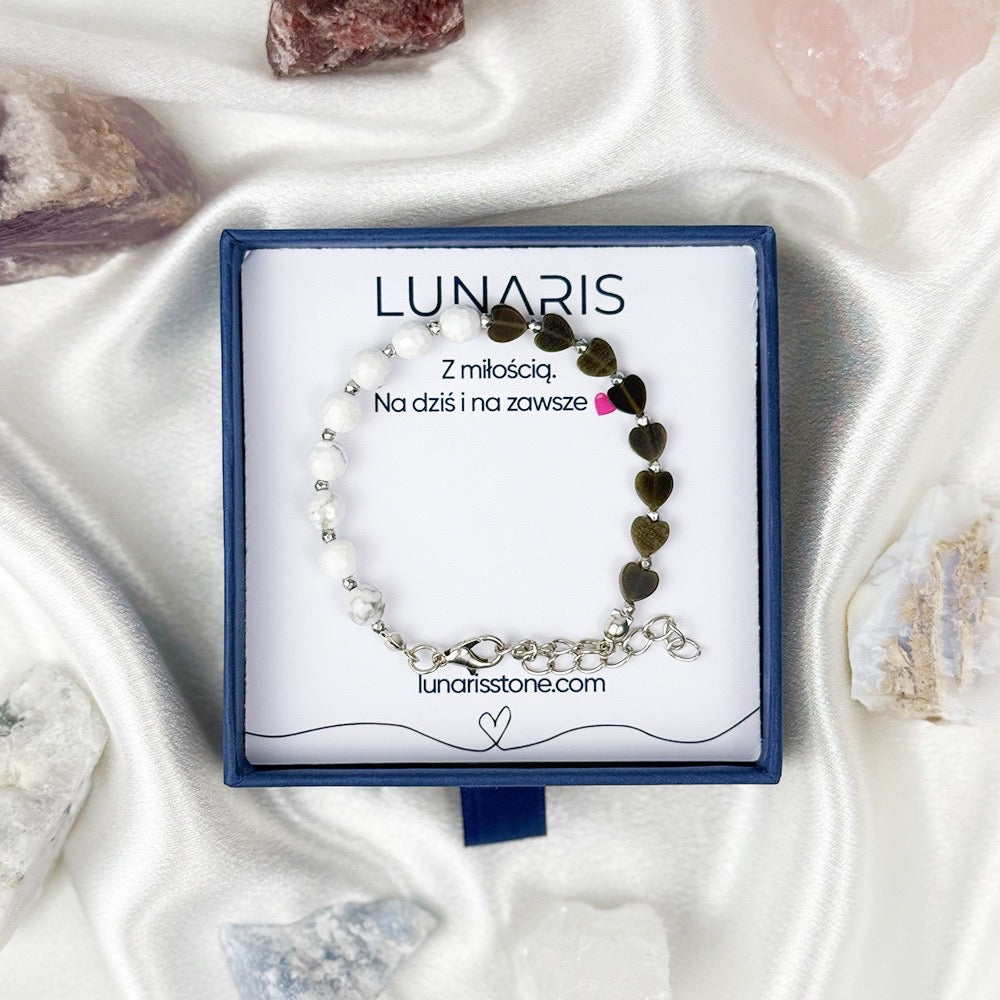 Howlite and Obsidian bracelet on a chain