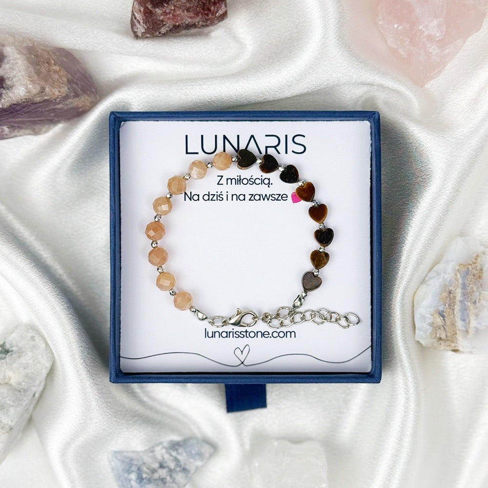 Sunstone and Tiger’s Eye bracelet on a chain