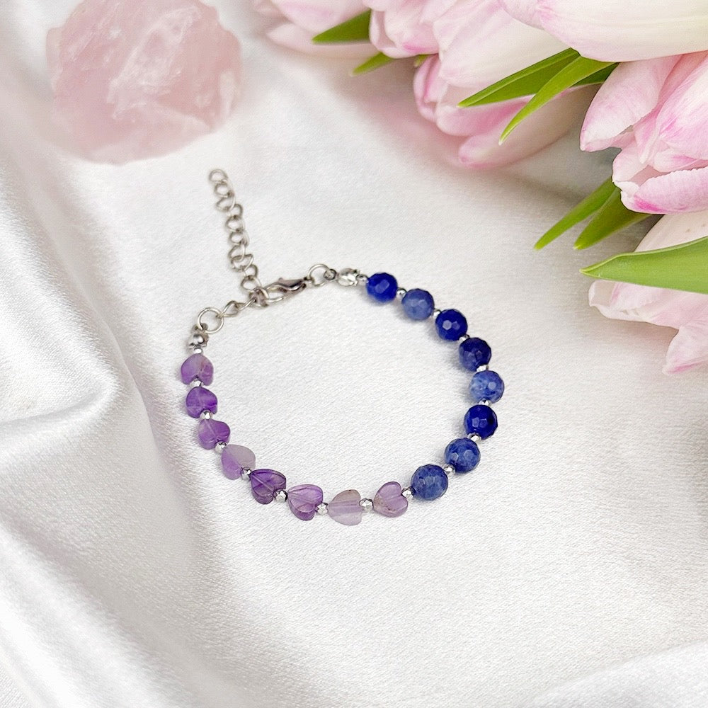 Lapis Lazuli and Amethyst bracelet on a chain
