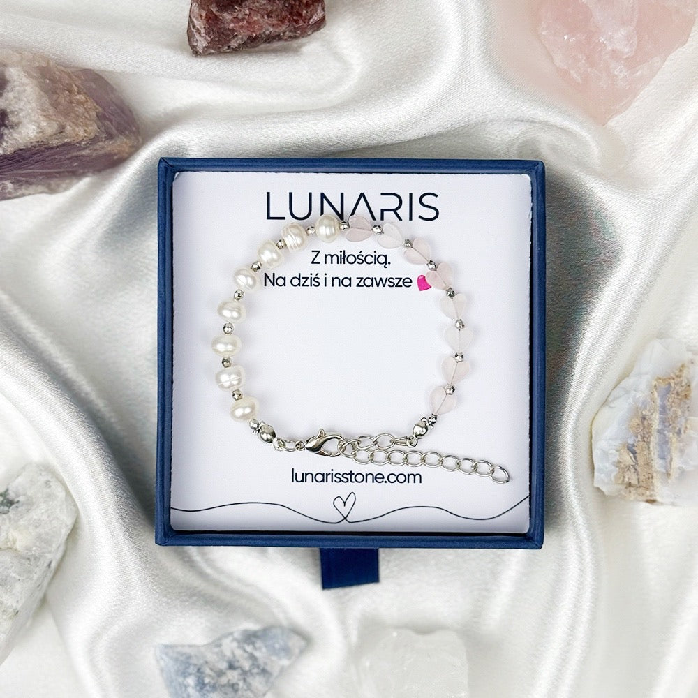 Pearl and Rose Quartz bracelet on a chain