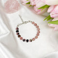 Strawberry Quartz and Rhodonite bracelet on a chain