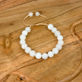 White Jade Bracelet 8MM on a Cord

