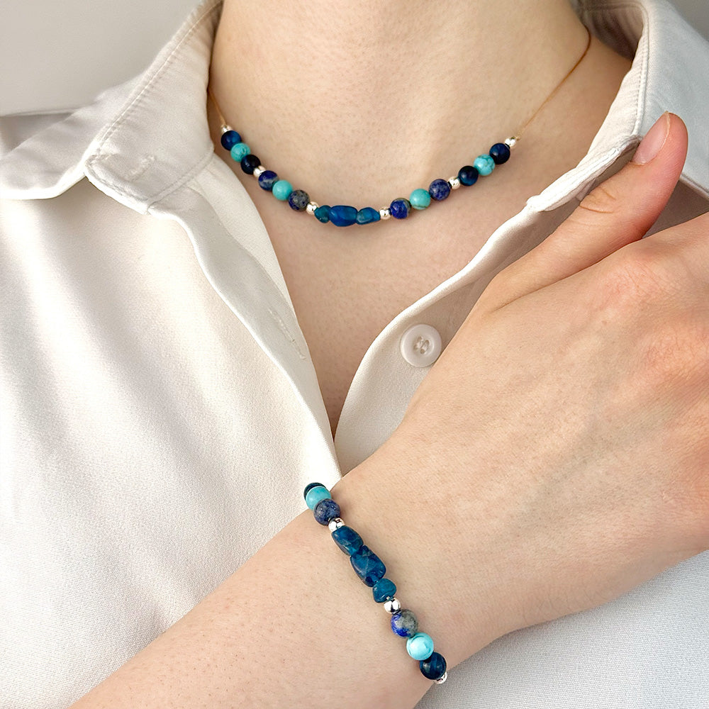 Apatite, Turquoise & Lapis Lazuli Bracelet and Necklace Set