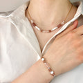 Howlite, Rose Quartz & Strawberry Quartz Bracelet and Necklace Set