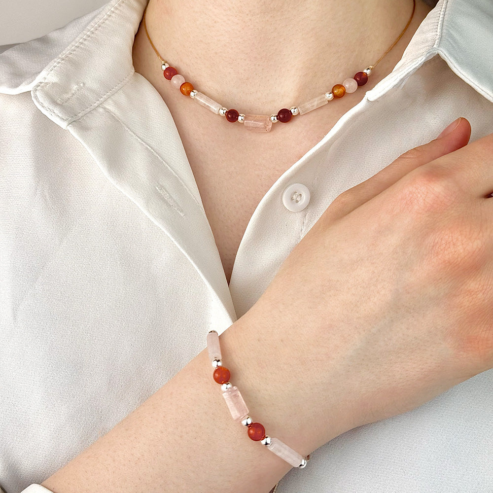 Rose Quartz & Carnelian Set